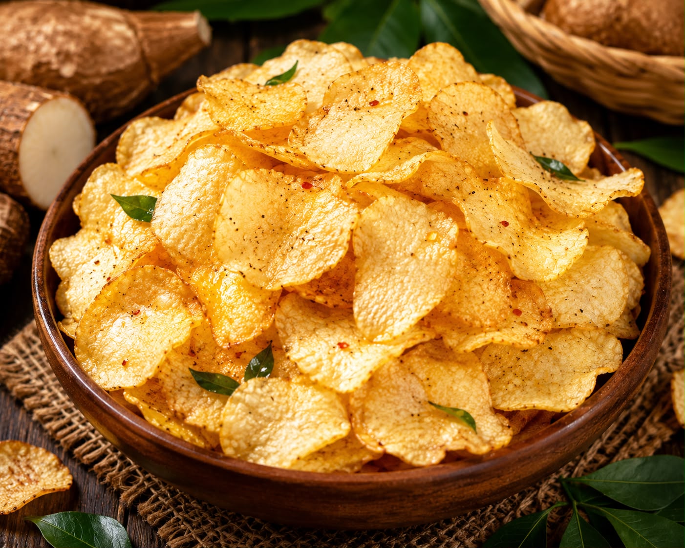 Crispy tapioca chips